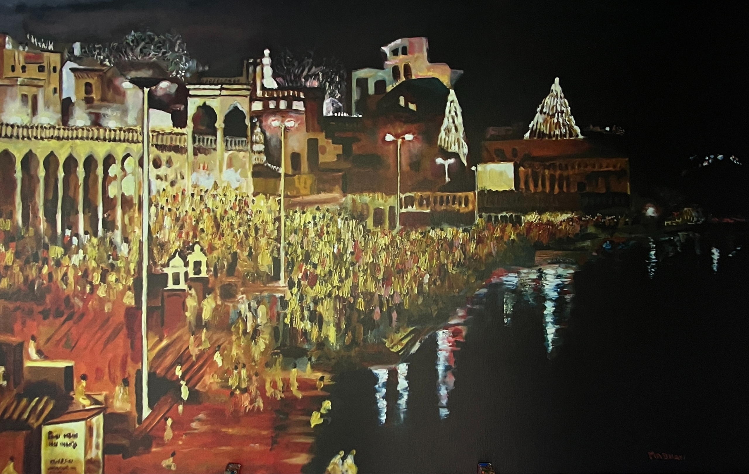 Night at the Ghats - Print on Canvas